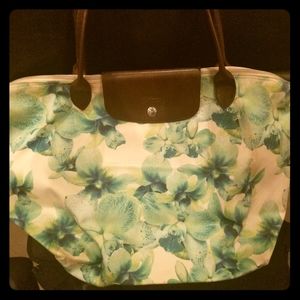 Longchamp floral satin cloth bag